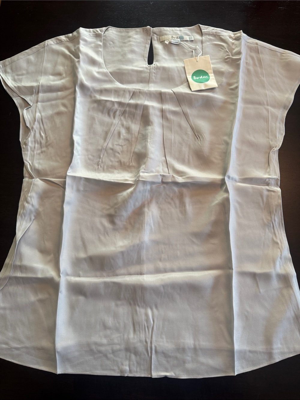 Boden Silver Gray Cap Sleeve Blouse with Scoop Neck